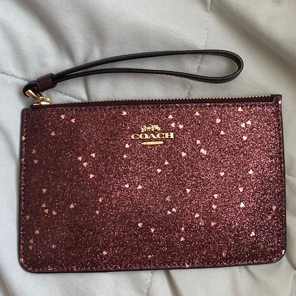 Plum glittery coach wristlet